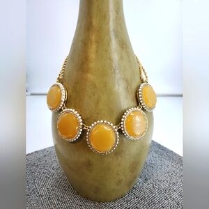 Banana Republic Gold Tone Necklace  Round Sandcastle Stations With Rhinestones